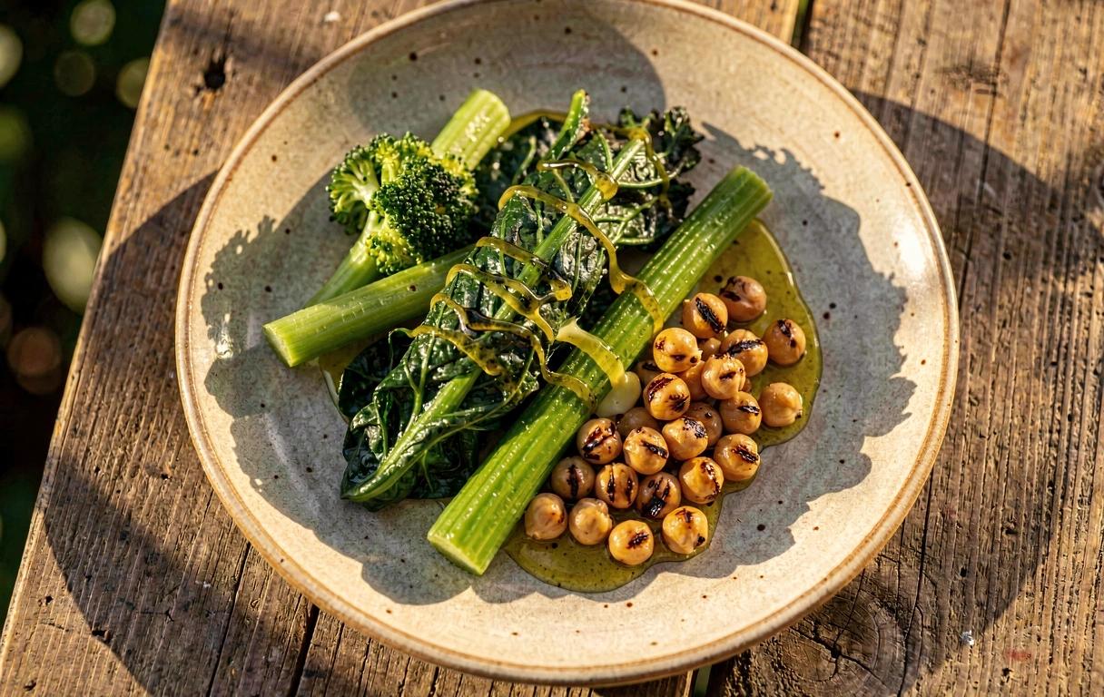 Plato equilibrado de vegetales y legumbres