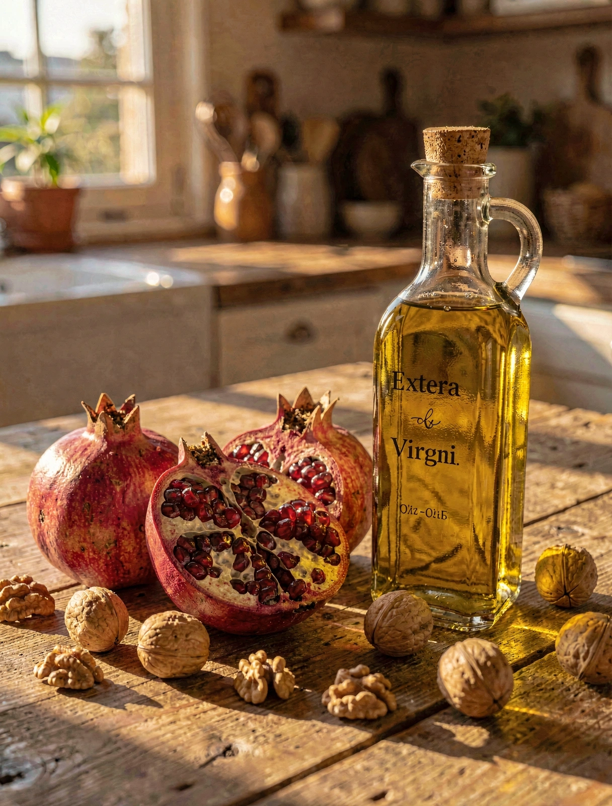 Ingredientes naturales bajo luz cálida