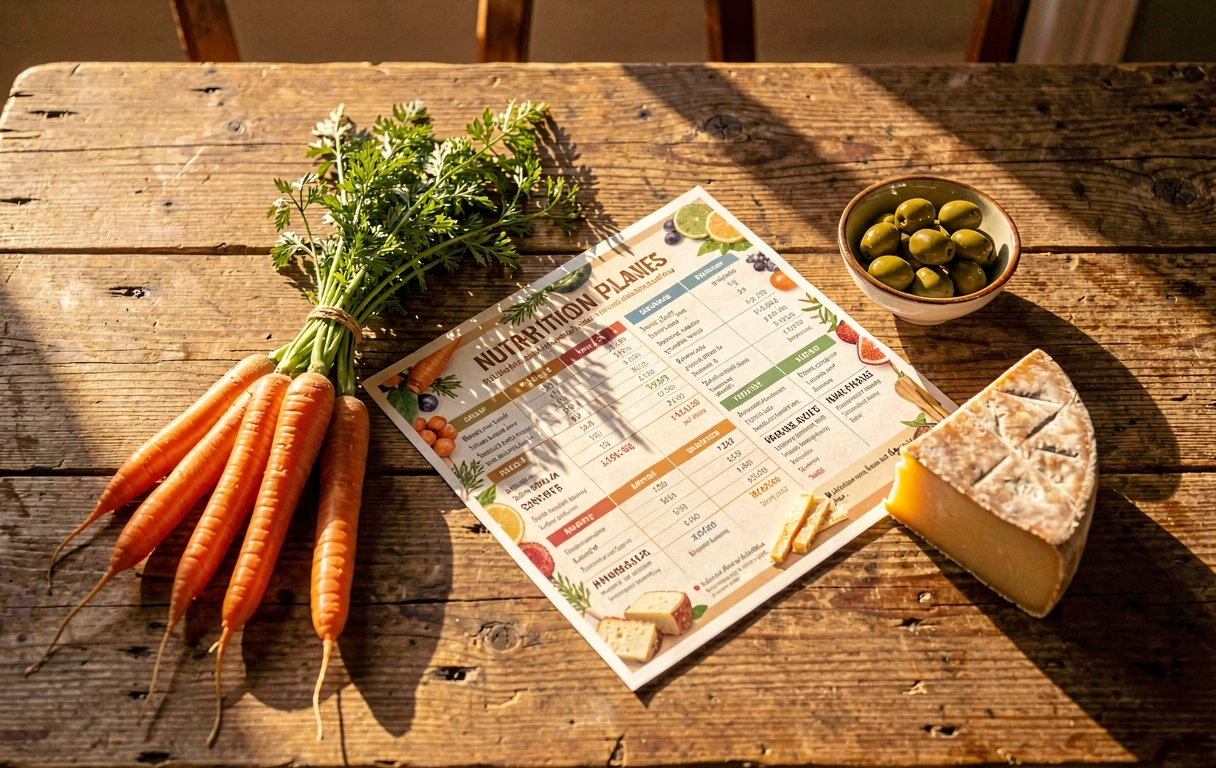 Planificador de nutrición en ambiente de cocina real